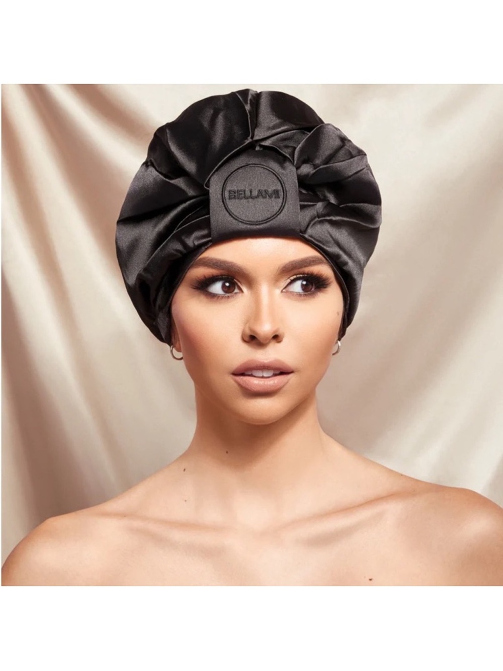 BELLAMI Night Cap Mulberry Silk Hair Extensions Bonnet Black